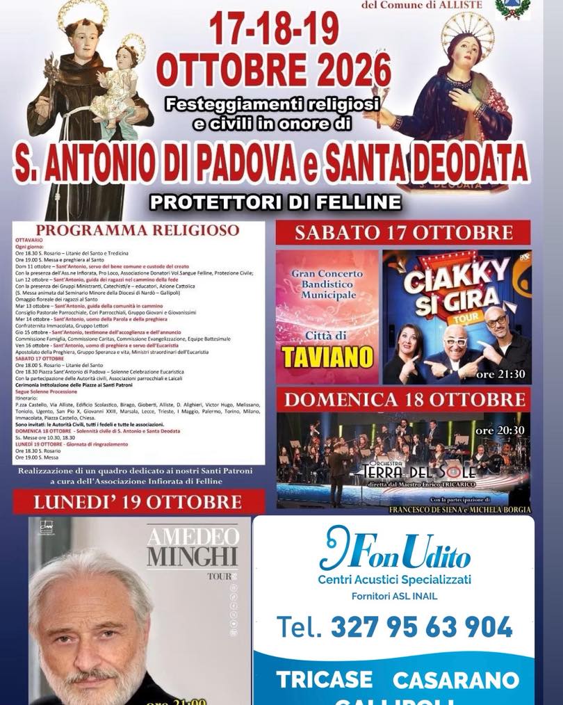 FONUDITO A SOSTEGNO DELLE TRADIZIONI E DELLA CULTURA 🤩

FESTA PATRONALE A FELLINE 16-18-19 Ottobre 🤩